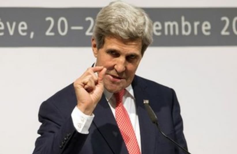 US Secretary of State John Kerry in Geneva 370 (photo credit: REUTERS)