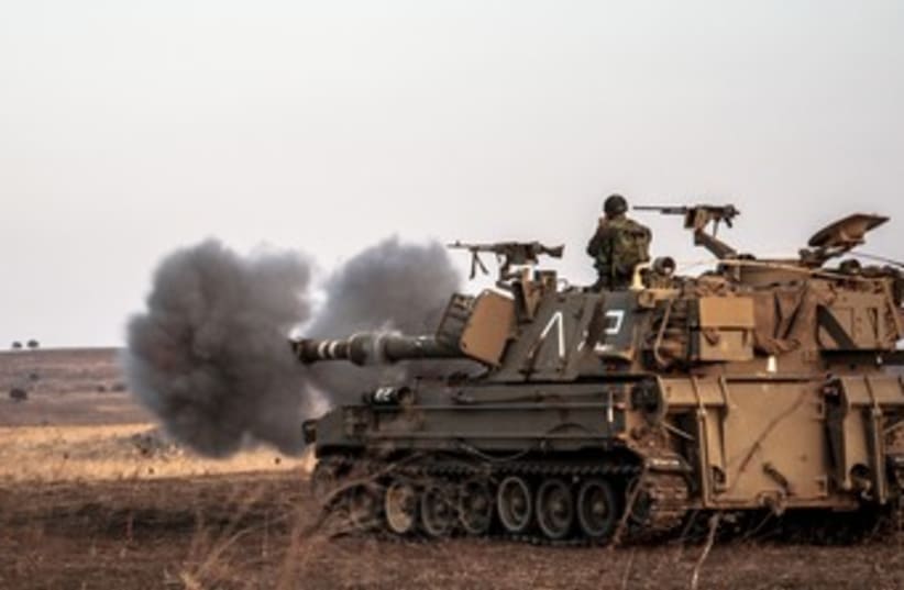 An IDF artillery vehicle on the Golan Heights 370 (photo credit: IDF Spokesperson Unit)