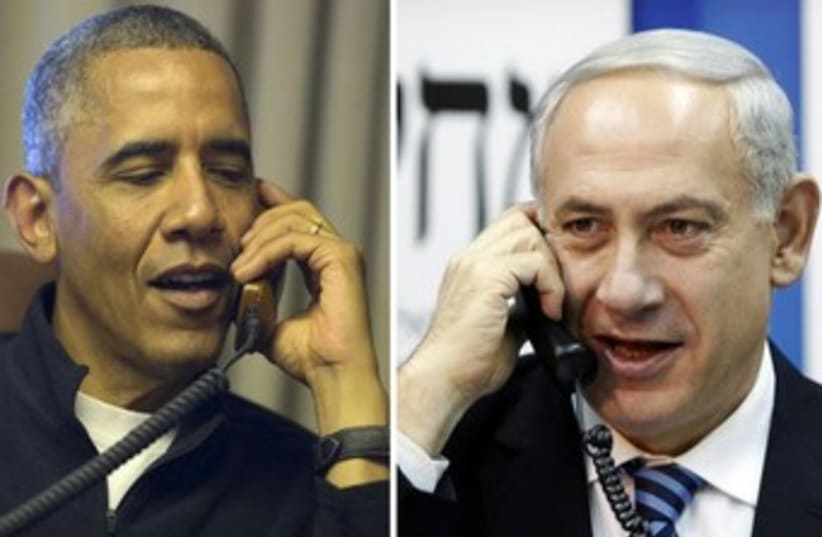 Obama and Netanyahu on the phone 370 (photo credit: REUTERS)