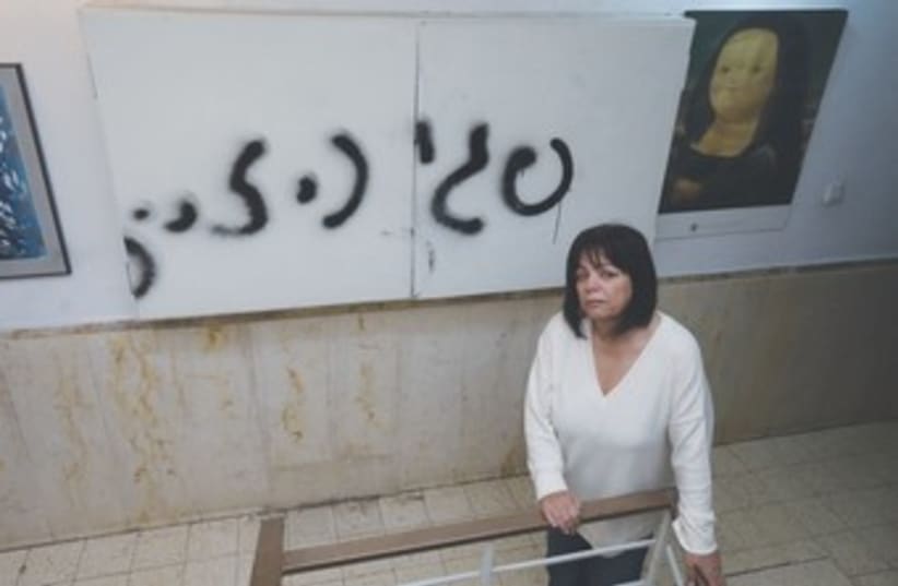Peggy Cidor's spray-painted wall 370 (photo credit: Marc Israel Sellem/The Jerusalem Post)
