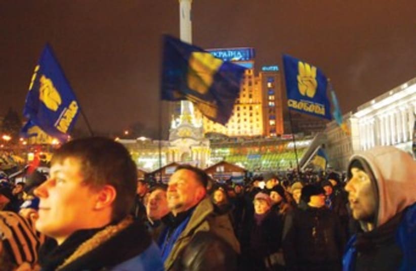 Anti-government protesters in Ukraine 370 (photo credit: SAM SOKOL)