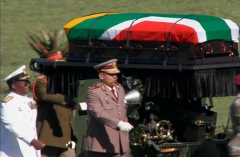 Nelson Mandela's coffin  370 (photo credit: REUTERS)