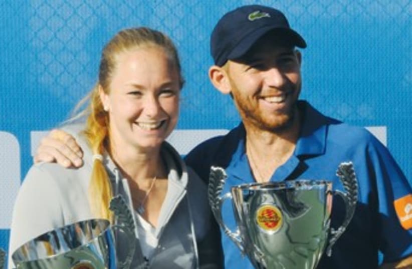 Dudi Sela and Julia Glushko tennis 370 (photo credit: Photo Gadi)