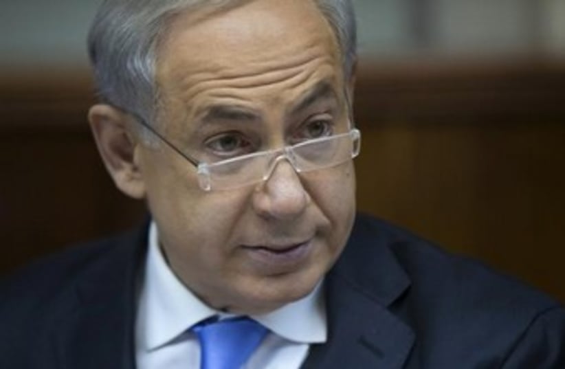 Prime Minister Binyamin Netanyahu at the cabinet meeting 370 (photo credit: REUTERS)