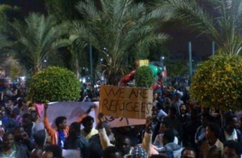 African asylum seekers march in Tel Aviv  (photo credit: Ben Hartman)
