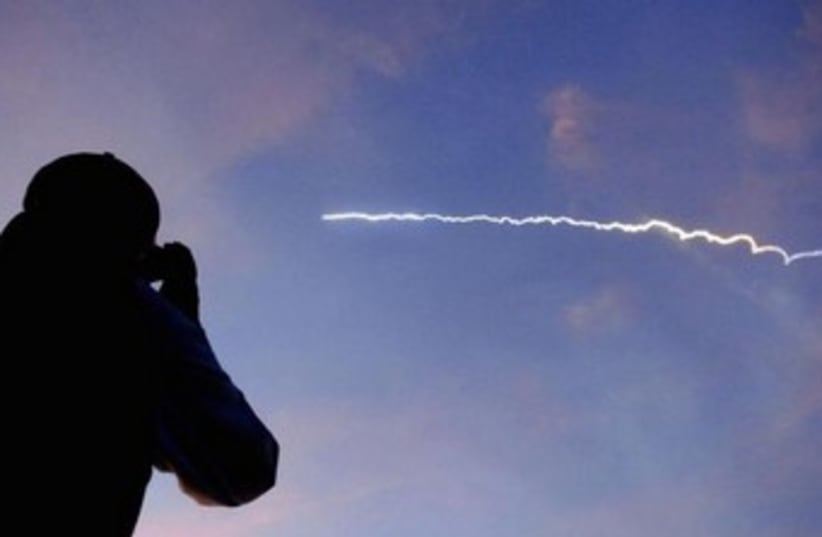 Rocket carrying a micro satellite. (photo credit: REUTERS)