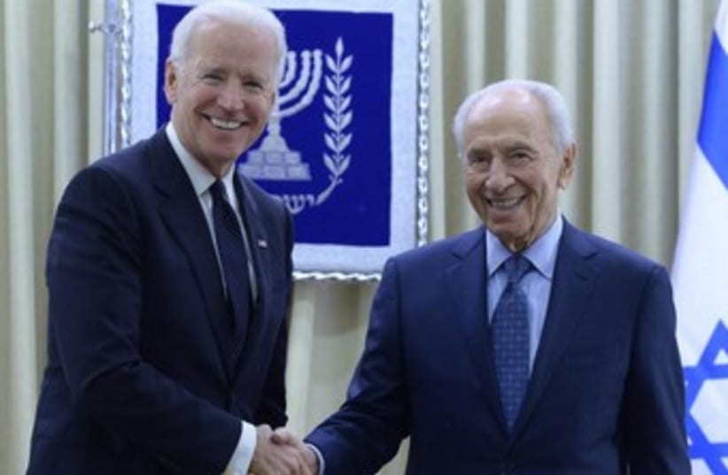 US Vice President Joe Biden meets with President Shimon Peres. (photo credit: GPO)