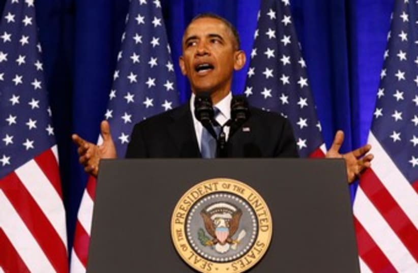 US President Barack Obama speaking on Jan 17 2014 (photo credit: REUTERS)