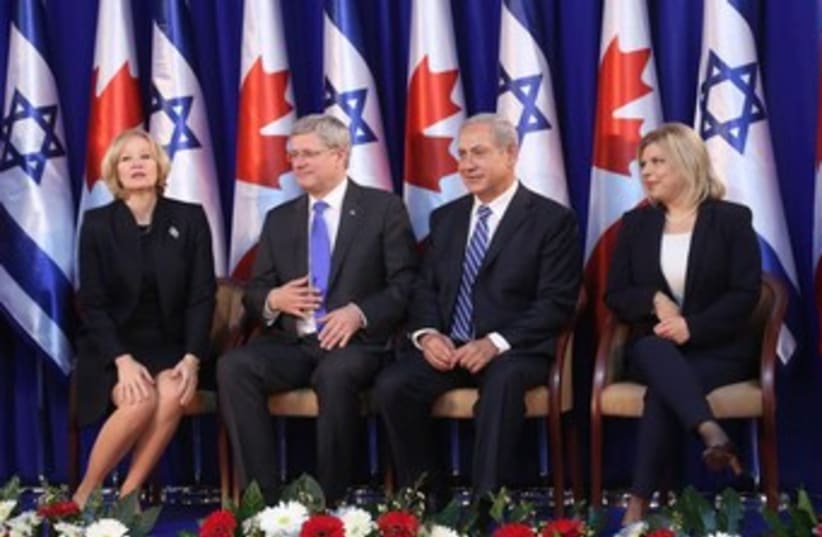 Canadian Prime Minister Stephen Harper arrives to Israel, January 19, 2014. (photo credit: MARC ISRAEL SELLEM/THE JERUSALEM POST)