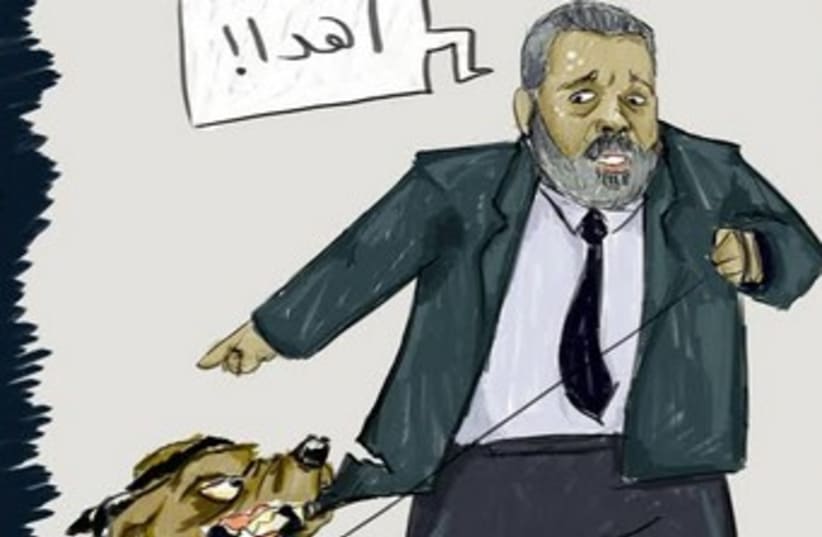 Cartoon suggesting Hamas needs to rein in Islamic Jihad military wing Al-Quds Batallions. (photo credit: Courtesy)