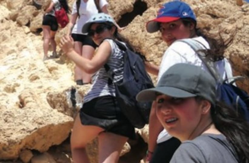TIFERET YOUTH walk up a hill during their trip to Israel. (photo credit: Courtesy)