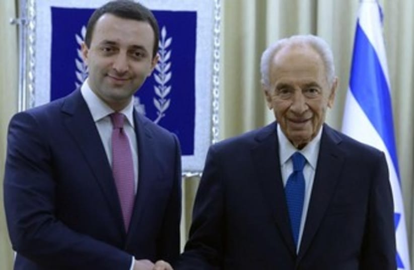 President Shimon Peres meets with Georgian Prime Minister Irakli Garibashvili. (photo credit: Mark Neiman/GPO)