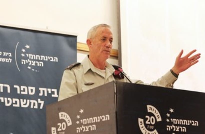 IDF Chief of Staff Lt.-Gen Benny Gantz speaking January 2014 (photo credit: ADI COHEN ZEDEK)