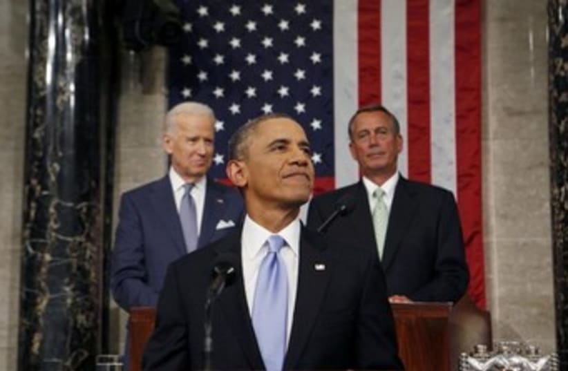 US President Barack Obama makes a State of the Union address, January 28, 2014.  (photo credit: REUTERS)