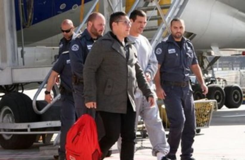 Abergil heading to jail January 30 2014 (photo credit: COURTESY ISRAEL PRISON SERVICE)