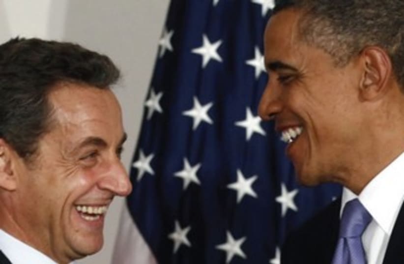 DIRECT UNFILTERED substantiation of bias – Obama and Sarkozy at Cannes in November 2011. (photo credit: REUTERS)