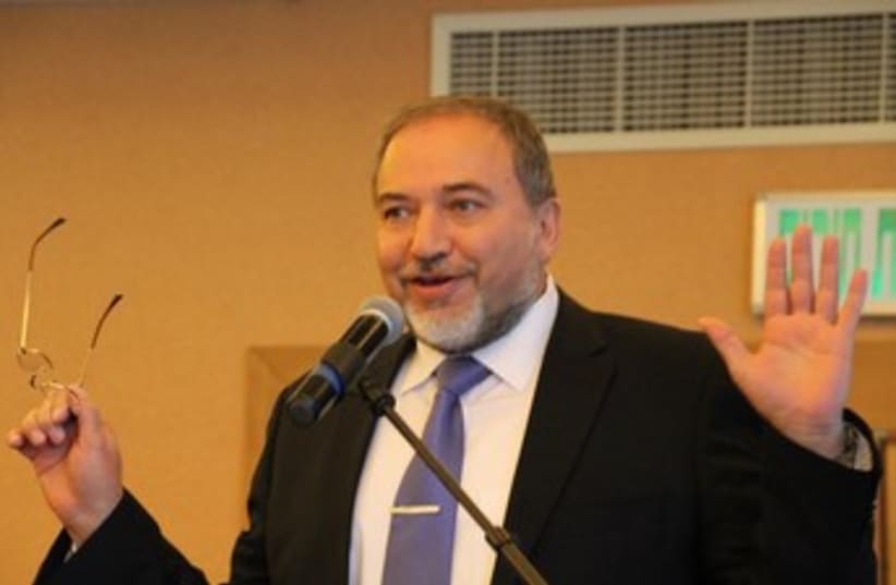 Foreign Minister Avigdor Liberman, February 7, 2014. (photo credit: TOVAH LAZAROFF)
