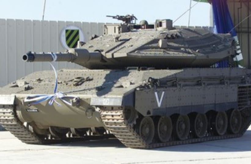 THE MERKAVA Mark IV is the IDF Armored Corps’ most advanced tank. (photo credit: HAVAKUK LEVISON / REUTERS)