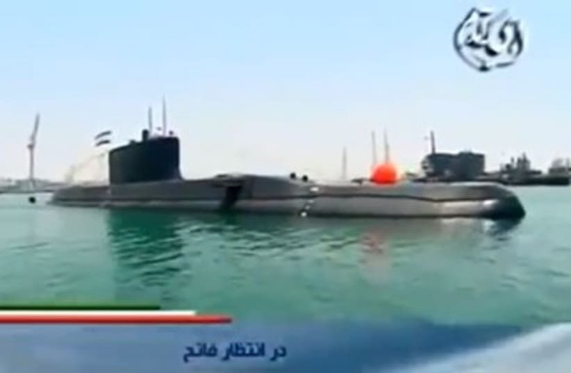 Iran's new Fateh-class submarine (photo credit: YOUTUBE SCREENSHOT)
