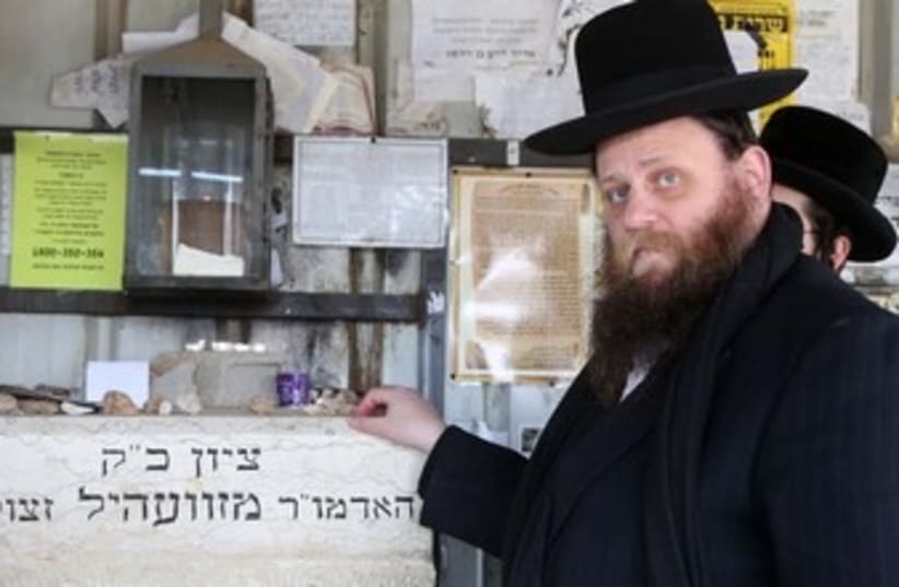 Haredi at grave of Rebbe Zvhil (photo credit: MARC ISRAEL SELLEM)