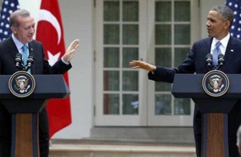 US President Barack Obama and Turkish PM Recep Tayyip Erdogan in Washington. (photo credit: REUTERS)