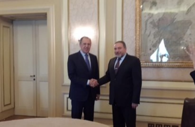 FM Liberman meets Russian FM Lavrov in Rome (photo credit: COURTESY FOREIGN MINISTRY)