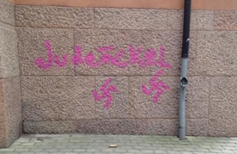 Graffiti on Stockholm school. (photo credit: Courtesy)