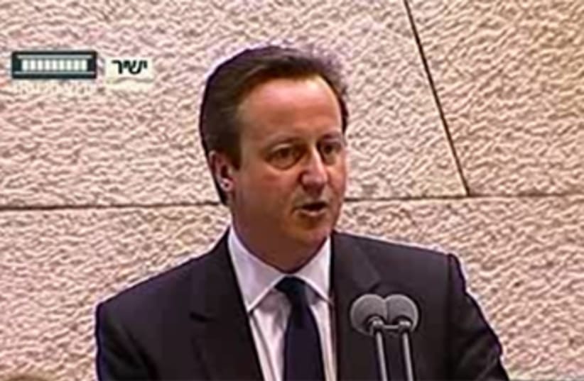 British Prime Minister David Cameron delivers address to Knesset (photo credit: KNESSET CHANNEL)