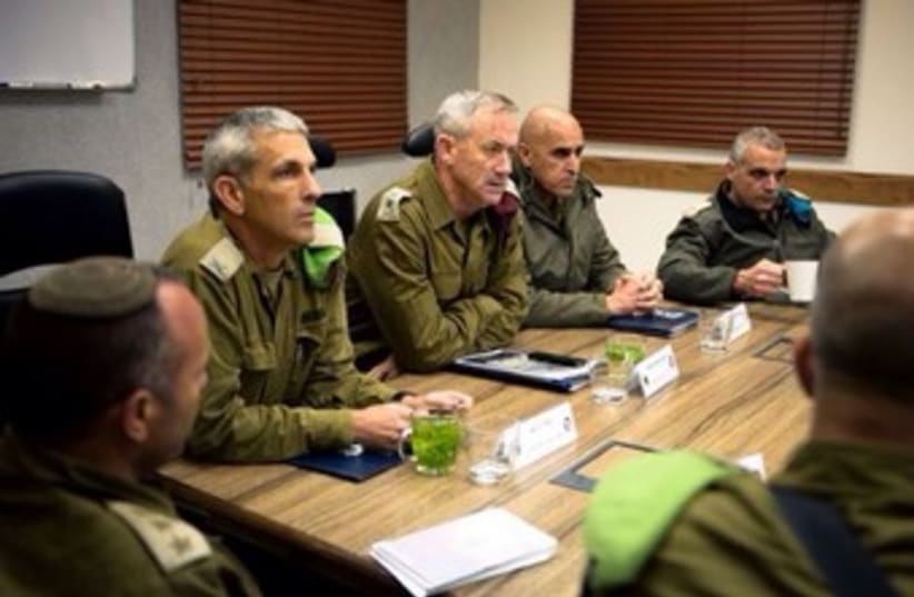 IDF chief of staff Benny Gantz meets army officers in the south. (photo credit: COURTESY IDF SPOKESMAN'S OFFICE)