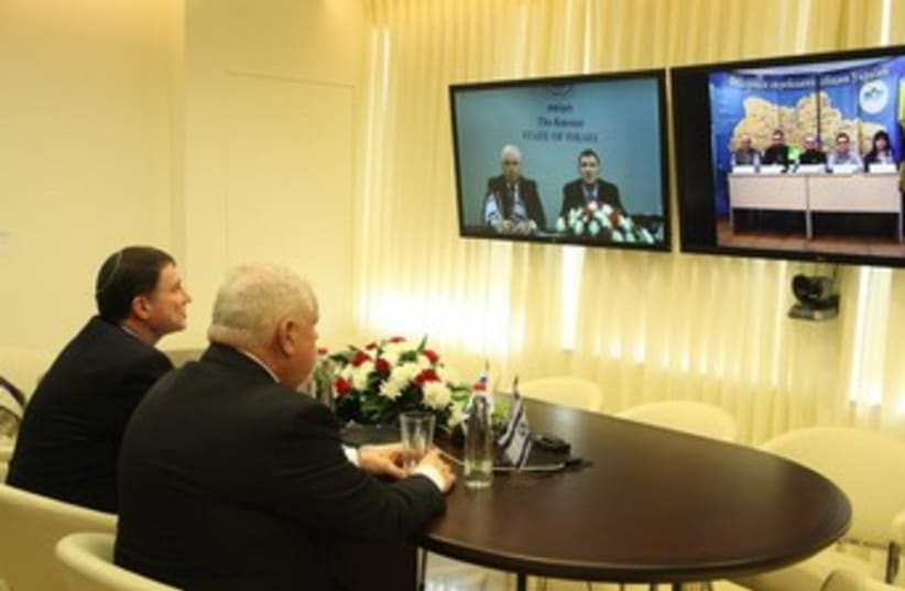Knesset speaker video-chat with Ukranian Jewish community leaders (photo credit: KNESSET SPOKESMAN'S OFFICE)