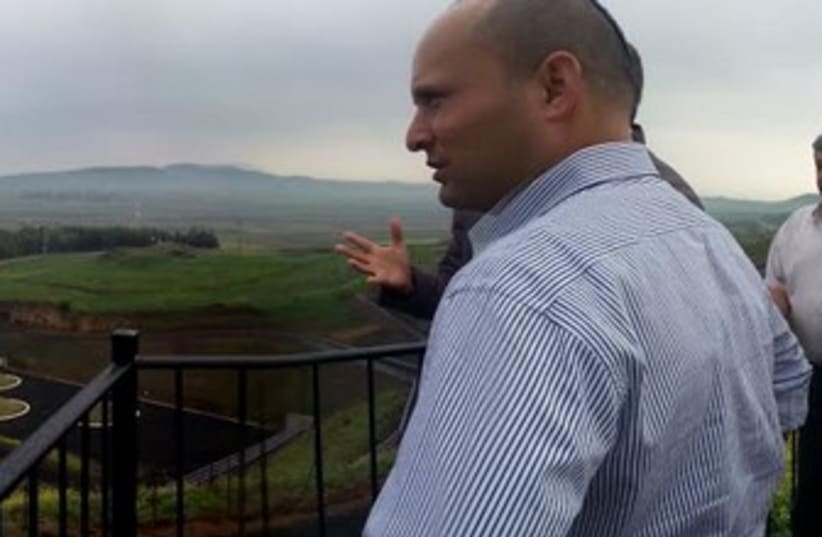 Bennett in Golan Heights (photo credit: Courtesy)