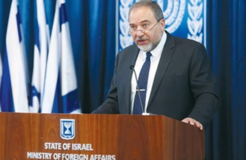 Foreign Minister Avigdor Liberman addresses the press in February. (photo credit: MARC ISRAEL SELLEM)