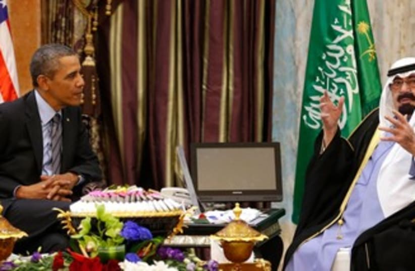 Obama with Saudi King Abdullah, March 28, 2014 (photo credit: REUTERS)