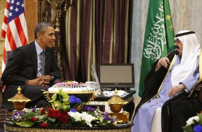 US President Barack Obama on state visit to Saudi Arabia, March 28 (photo credit: REUTERS)