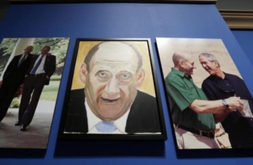 George W. Bush's portrait of Ehud Olmert. (photo credit: REUTERS)