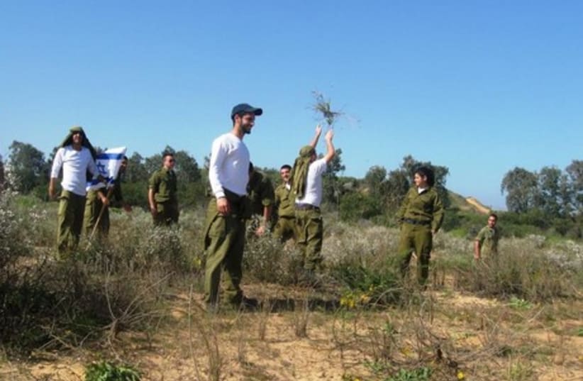 Soldiers participate in environmental project (photo credit: SPNI)