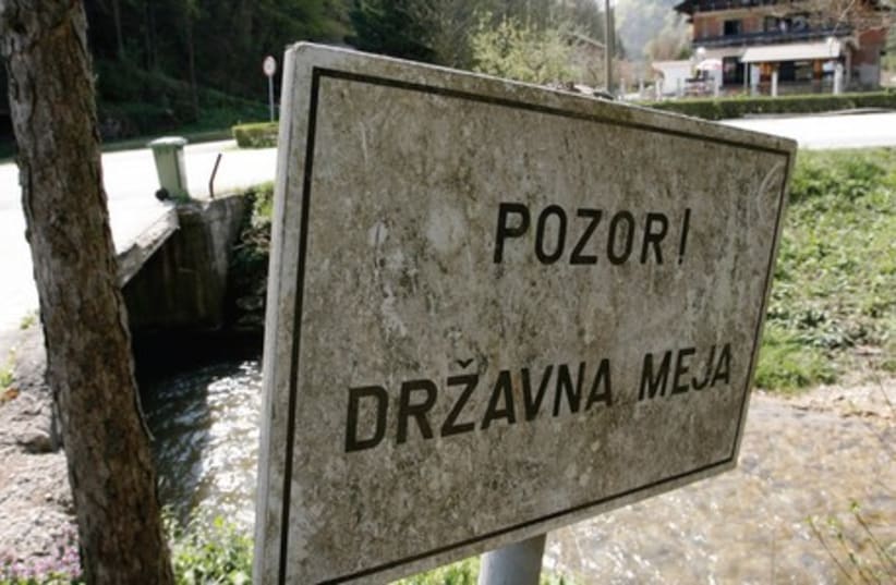 A signpost in eastern Slovenia. (photo credit: REUTERS)