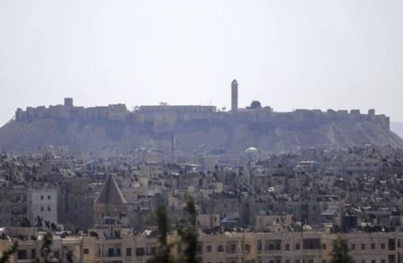 A general view shows the Citadel of Aleppo, which is controlled by the forces loyal to President Bashar al-Assad, in Sheikh Maksoud, Aleppo (photo credit: REUTERS)