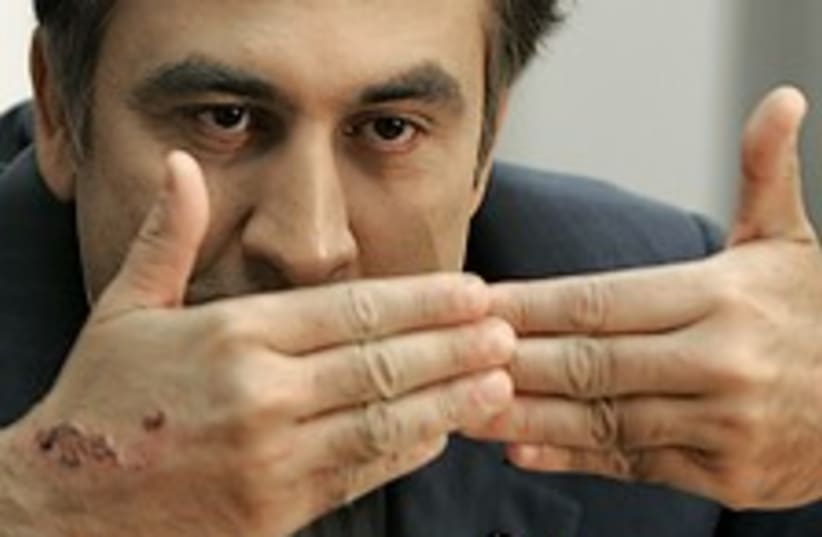 Saakashvili gestures 224.88 (photo credit: AP)