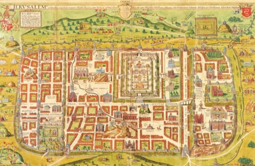 Map of Jerusalem from the 16th century (photo credit: HEBREW UNIVERSITY)