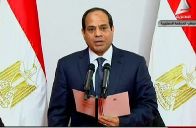Abdel Fattah al-Sisi takes the oath (photo credit: REUTERS)