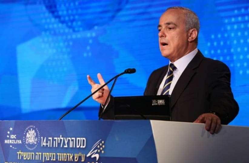 Strategic Affairs Minister Yuval Steinitz at Herzliya Conference, June 9 (photo credit: EREZ HARODI - OSIM TSILUM)