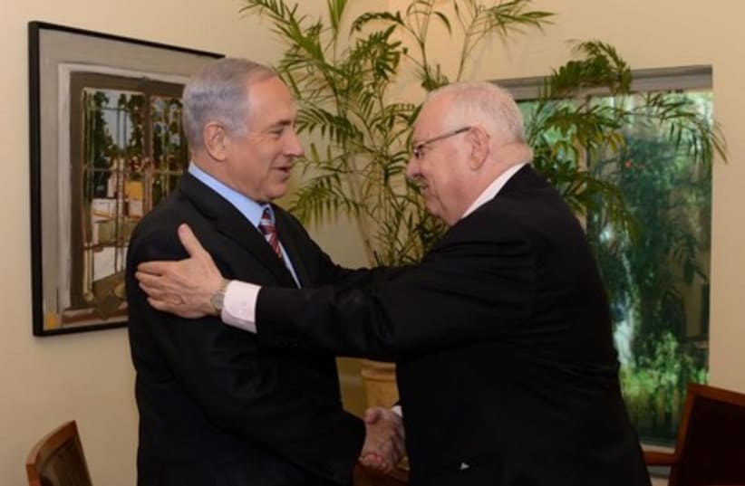 PM Binyamin Netanyahu meeting with President-Elect Reuven Rivlin in Jerusalem on June 11, 2014. (photo credit: KOBI GIDEON/GPO)