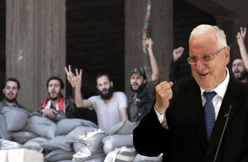 President Rivlin and Syrian rebels (photo credit: REUTERS)