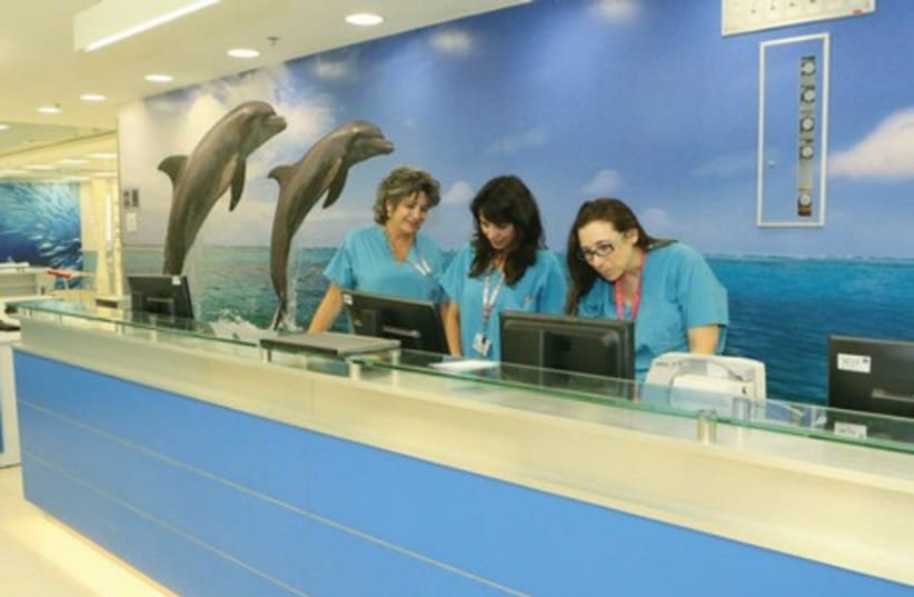THE RECEPTION AREA, with its sea theme, is shown at the new Rappaport Children’s Hospital on the Rambam Medical Center campus in Haifa. (photo credit: PIOTR FLITR)