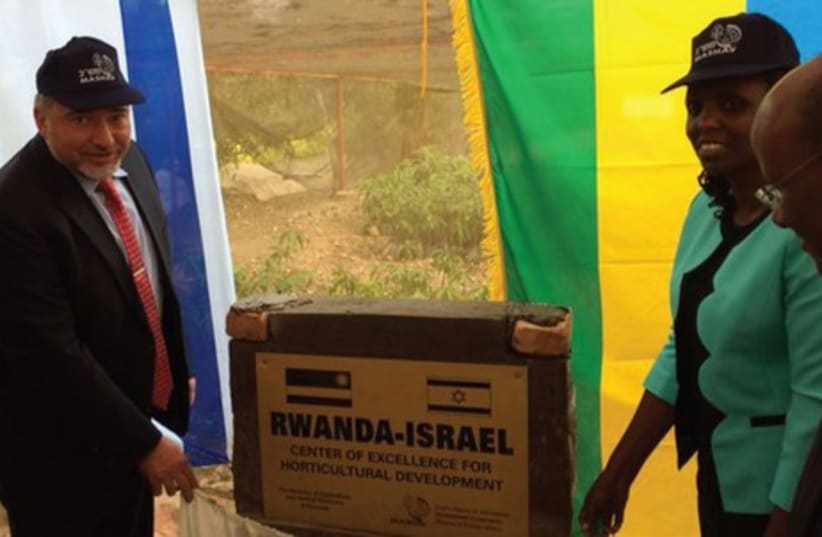 FOREIGN MINISTER Avigdor Liberman opens a Rwanda-Israel center last week. (photo credit: REUTERS)