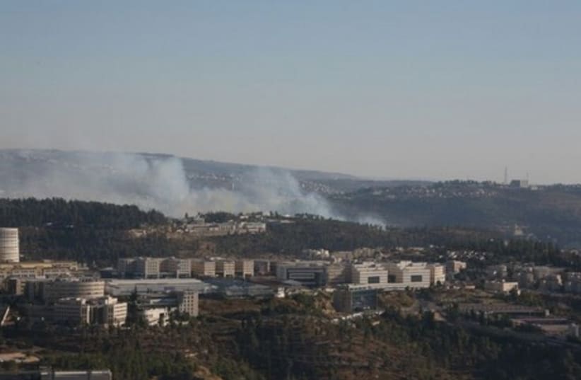 Fire rages in  Ein Kerem forest (photo credit: MARC ISRAEL SELLEM)