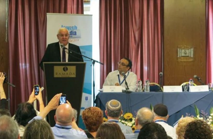 President-Elect Reuven Rivlin addresses participants at the Jewish Media Summit in Jerusalem. (photo credit: GPO)