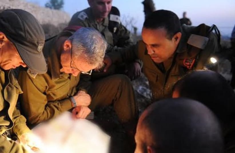 IDF chief of staff holds security evaluation at Halhul junction (photo credit: IDF SPOKESMAN'S OFFICE)
