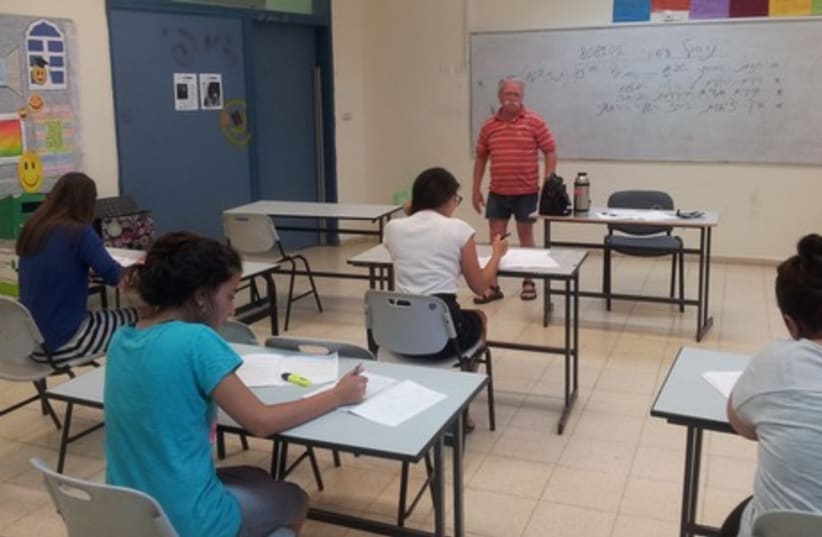 Students from the AMIT religious campus in Sderot finishing their Bagrut exam. (photo credit: LIDAR GRAVÉ-LAZI)
